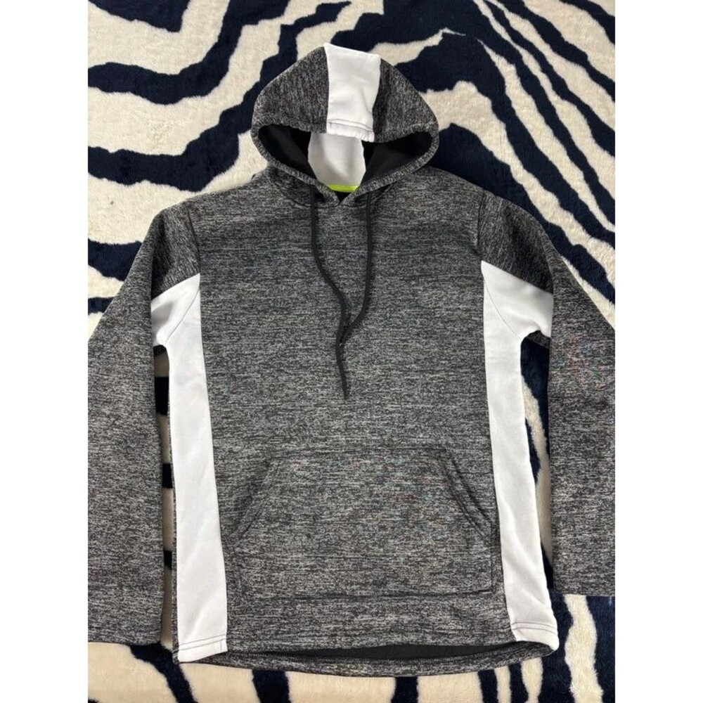 Mens Straight Faded Hoodie Hooded Sweatshirt Large L Marled Gray